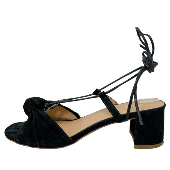 For Love & Lemons x Marais USA Black Suede Knot Wrap Tie Block Heel Sandals - Picture 5 of 12